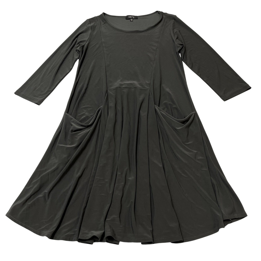 Comfy USA Dress Charcoal‎ Gray Asymmetrical Oversized Midi Size S Comfort Travel